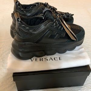Versace Chain Reaction All black sneaker.